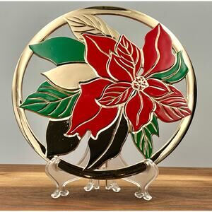 Vintage May Department Stores Home for the Holidays Poinsettia Trivet